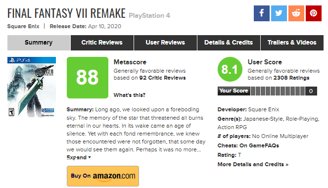 《最终幻想7重制版》：史上最像ACT的回合制游戏？